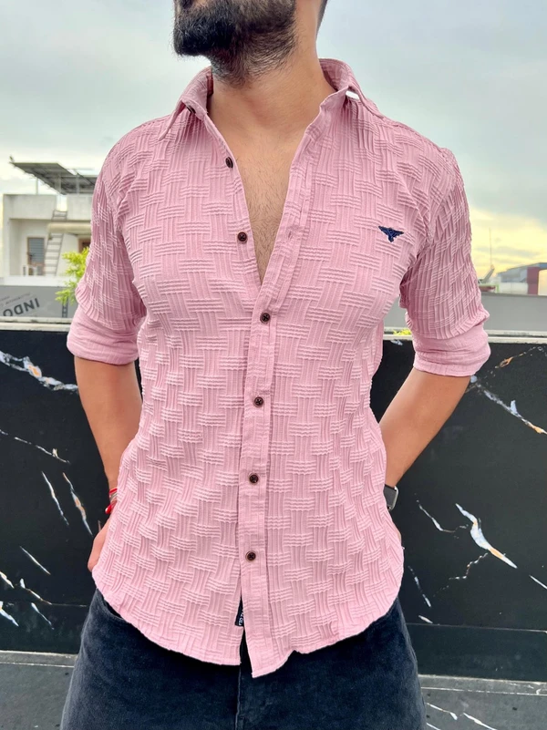 Lycra Textured Shirt - Pink, M38