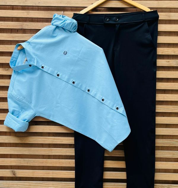 Zara,Lycra Zara Cotton Shirt+Lycra Pant High Quality Combo - Spindle, Xl42/34