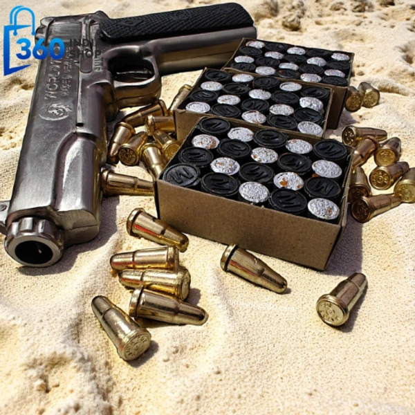 World War Silver Sound Gun | Combo Price | 6 Golden Dummy Bullets With Cover