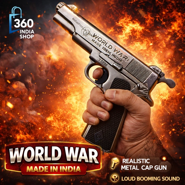 World War 9MM Real Silver Look Big Sound Cork Gun ( 1 BOX CORK+1 COVER FREE)	