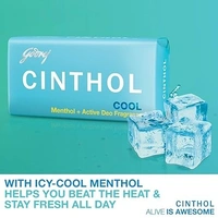 Cinthol Cool Soap (Blue)(menthol+active deo fregrance) - 100g (Pack of 4)( Buy 3 get 1 free )
