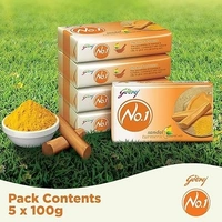 Godrej No.1 Bathing Soap, Sandal & Turmeric, 100g (Pack of 5)( Buy 4 get 1 free )