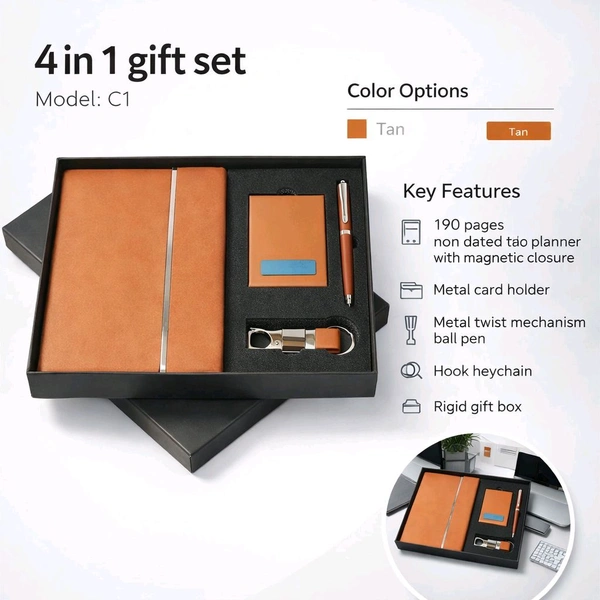 4 In 1 Executive Diary Set Brown