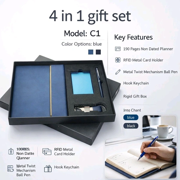 4 In 1 Executive Diary Set Blue