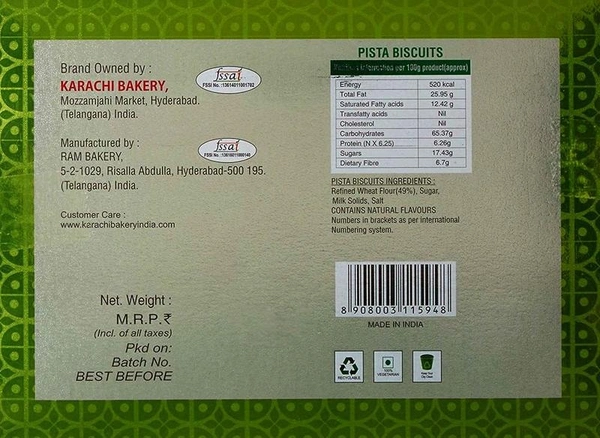 karachi Bakery Green Pista Biscuit - 400g