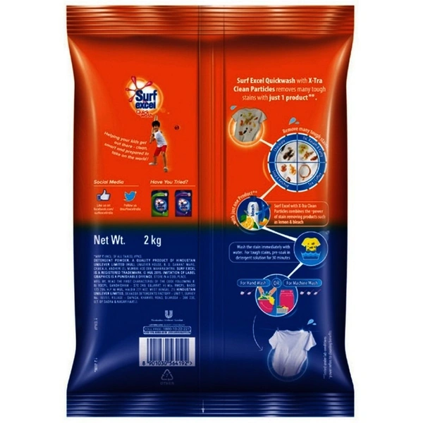 Surf Excel Quick Wash Detergent Powder - 2kg