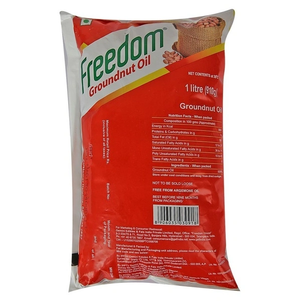Freedom Groundnut Oil Pouch, - 1L