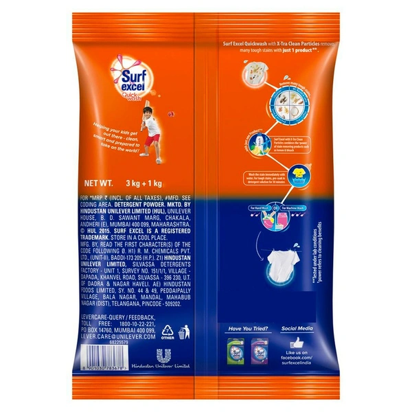 Surf Excel Quick Wash Detergent Powder - 3kg