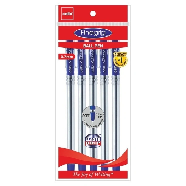Cello Fine Grip Blue Ball Pens - 5N