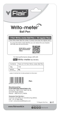 Flair Writometer Gel Pen Blue, - 3N