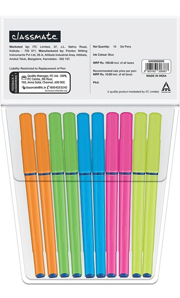 Classmate Gel Pen Blue Octane Neon, - 10N