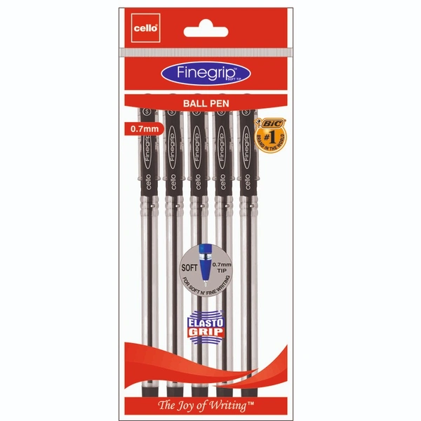Cello Finegrip Black Ball Pens - 5N