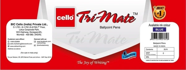 Cello Trimate Blue Ball Pen Jar - 25N