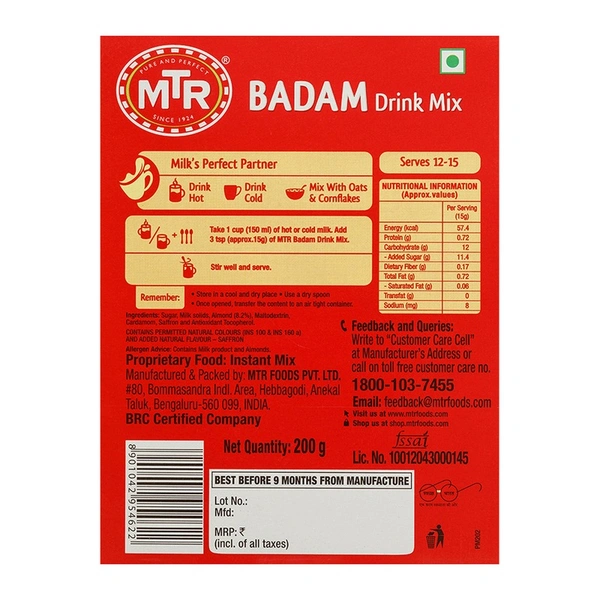 MTR Badam Drink Mix Refill - 200g