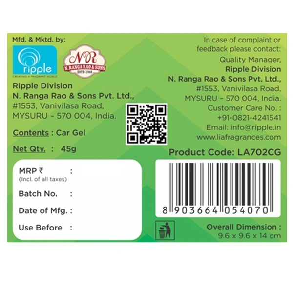 Lia Car Citric Tango Freshener Gel - 45g