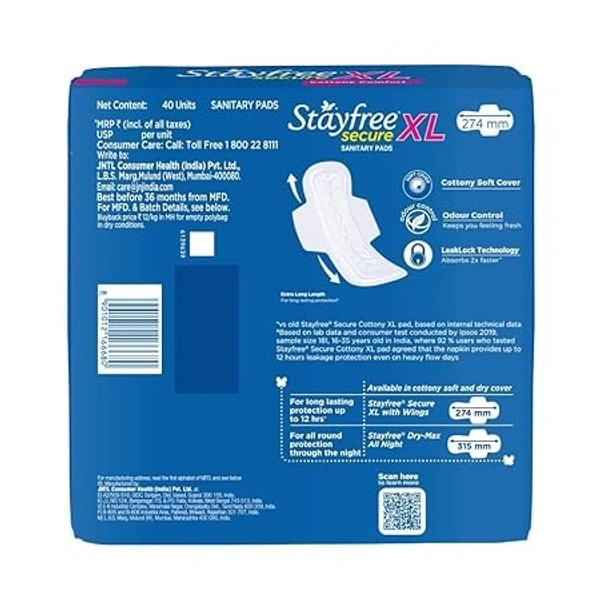 Stayfree Secure Cottony Wings - XL: 40 U