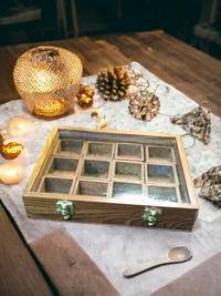 Sold By ZAIN R CREATION Spice Box with Spoon - L.10'' W.8'' H.2.5''