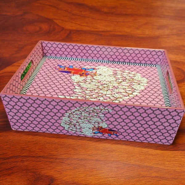 Sold By ZAIN R CREATION Tray with Drawer - L.14'' W.10'' H.4''