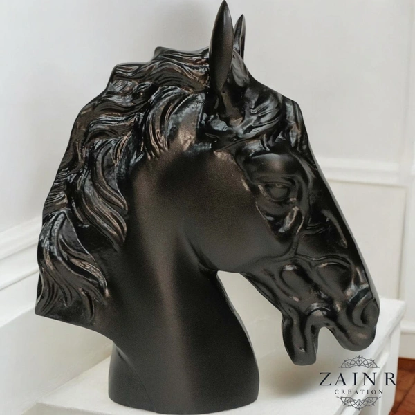 Sold By ZAIN R CREATION Horse Head Decorative Sculpture - H.9'' L.7.5'', Black, Aluminium