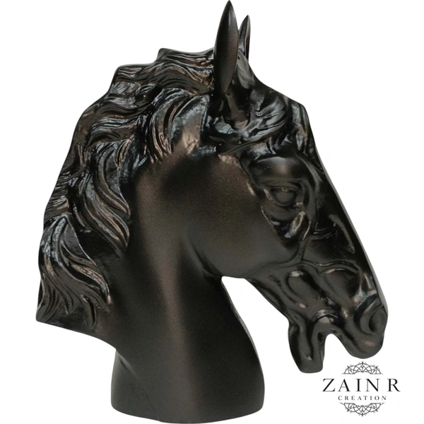 Sold By ZAIN R CREATION Horse Head Decorative Sculpture - H.9'' L.7.5'', Black, Aluminium