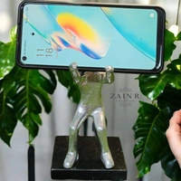 Sold By ZAIN R CREATION Smart Phone Mobile Holder Silver - H.7'' L.3.5'' W.2.5'', Sliver, Aluminium & Granite Base