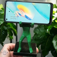 Sold By ZAIN R CREATION Smart Phone Mobile Holder Green - H.7'' L.3.5'' W.2.5'', Green, Aluminium & Granite Base