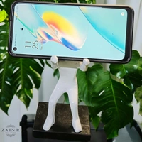 Sold By ZAIN R CREATION Smart Phone Mobile Holder White - H.7'' L.3.5'' W.2.5'', White, Aluminium & Granite Base