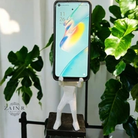 Sold By ZAIN R CREATION Smart Phone Mobile Holder White - H.7'' L.3.5'' W.2.5'', White, Aluminium & Granite Base