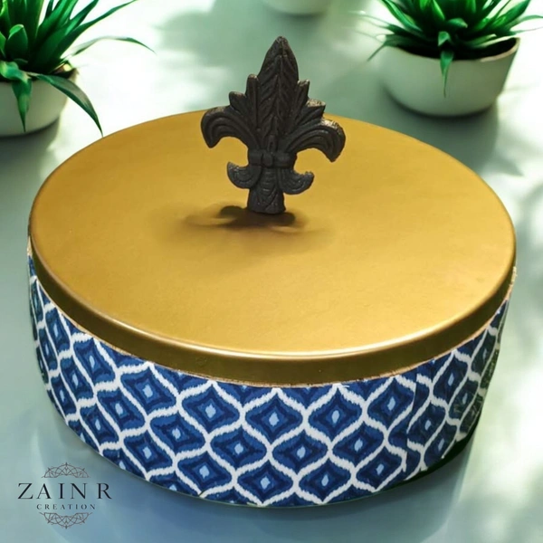 Sold By ZAIN R CREATION Roti Box - Dia.8'' H.2.5'', Enamel Coated, Wooden