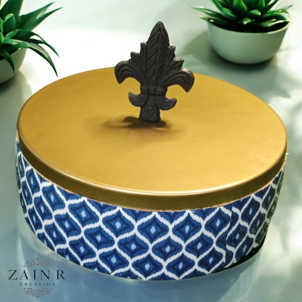 Sold By ZAIN R CREATION Roti Box - Dia.8'' H.2.5'', Enamel Coated, Wooden