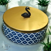 Sold By ZAIN R CREATION Roti Box - Dia.8'' H.2.5'', Enamel Coated, Wooden