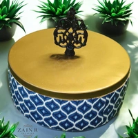 Sold By ZAIN R CREATION Roti Box - Dia.8'' H.2.5'', Enamel Coated, Wooden