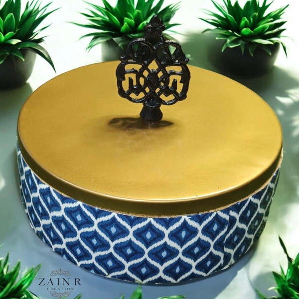 Sold By ZAIN R CREATION Roti Box - Dia.8'' H.2.5'', Enamel Coated, Wooden