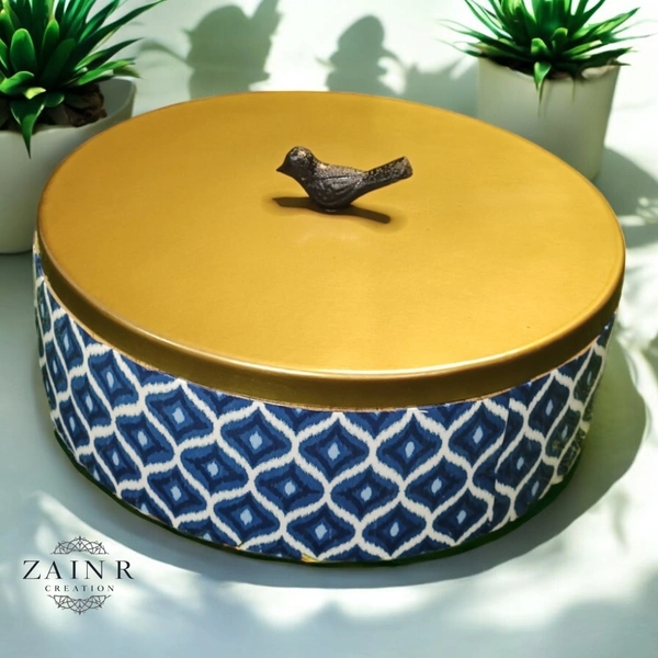 Sold By ZAIN R CREATION Roti Box - Dia.8'' H.2.5'', Enamel Coated, Wooden