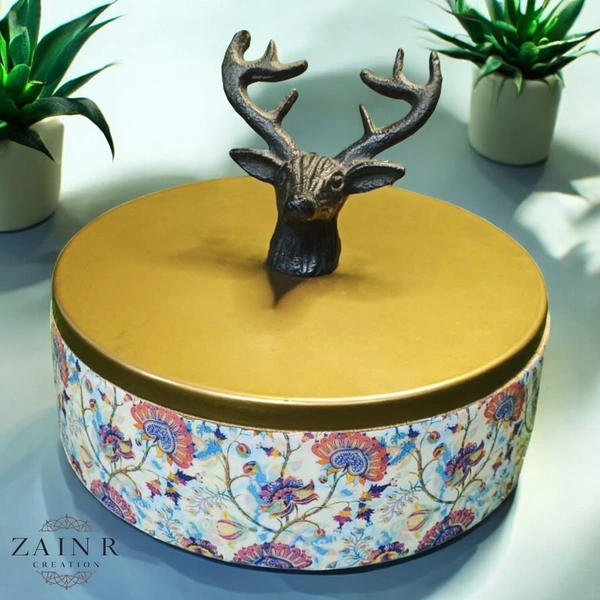 Sold By ZAIN R CREATION Roti Box - Dia.8'' H.2.5'', Enamel Coated, Wooden