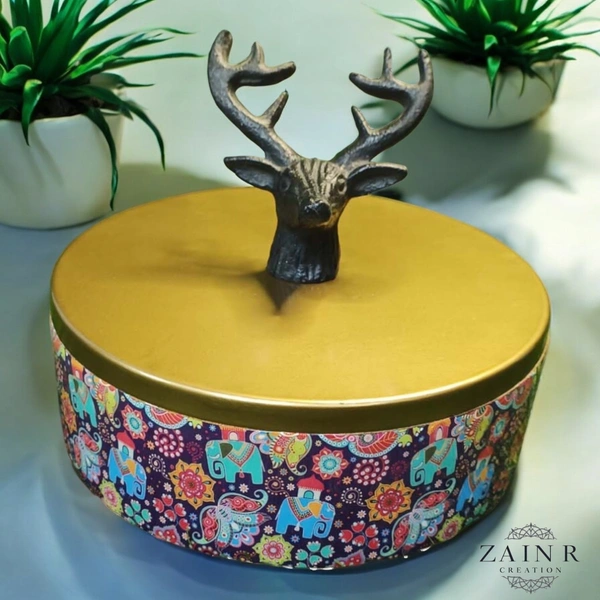 Sold By ZAIN R CREATION Roti Box - Dia.8'' H.2.5'', Enamel Coated, Wooden