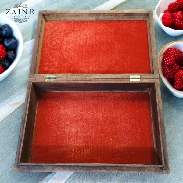 Sold By ZAIN R CREATION Jewellery Box Carving With Brass Inlay - L.12'' W.8'' H.3.5''