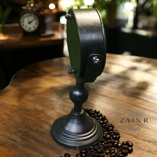 Sold By ZAIN R CREATION Table Clock for Office, Home Use - H.9.5'' L.6.5'' Base. 4'', Black, Iron