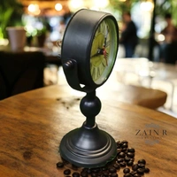 Sold By ZAIN R CREATION Table Clock for Office, Home Use - H.8.5'' L.5'' Base. 3'', Black, Iron