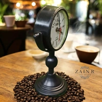Sold By ZAIN R CREATION Table Clock for Office, Home Use - H.9.5'' L.6.5'' Base. 4'', Black, Iron
