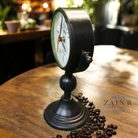 Sold By ZAIN R CREATION Table Clock for Office, Home Use - H.9.5'' L.6.5'' Base. 4'', Black, Iron