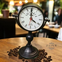 Sold By ZAIN R CREATION Table Clock for Office, Home Use - H.9.5'' L.6.5'' Base. 4'', Black, Iron