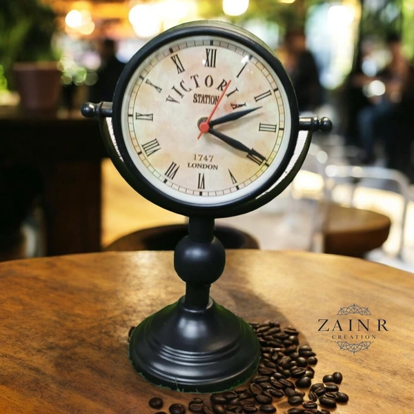 Sold By ZAIN R CREATION Table Clock for Office, Home Use - H.11'' L.7'' B.4.5'', Black, Iron