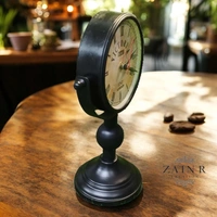 Sold By ZAIN R CREATION Table Clock for Office, Home Use - H.11'' L.7'' B.4.5'', Black, Iron
