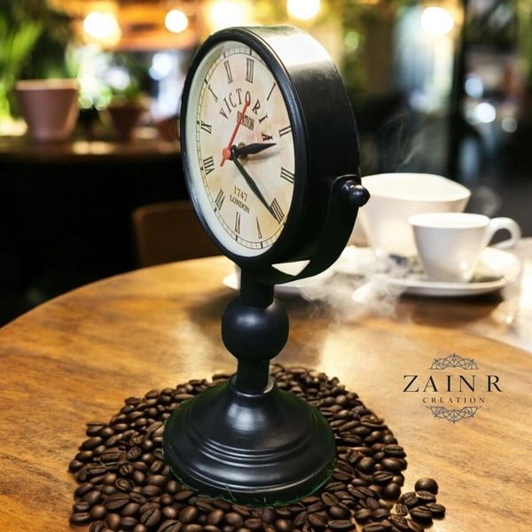 Sold By ZAIN R CREATION Table Clock for Office, Home Use - H.11'' L.7'' B.4.5'', Black, Iron