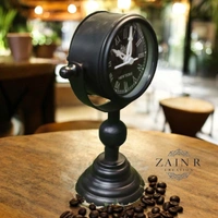 Sold By ZAIN R CREATION Table Clock for Office, Home Use - H.8.5'' L.5'' Base. 3'', Black, Iron