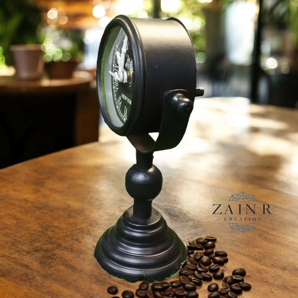 Sold By ZAIN R CREATION Table Clock for Office, Home Use - H.8.5'' L.5'' Base. 3'', Black, Iron