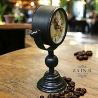 Sold By ZAIN R CREATION Table Clock for Office, Home Use - H.8.5'' L.5'' Base. 3'', Black, Iron