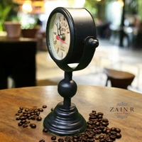 Sold By ZAIN R CREATION Table Clock for Office, Home Use - H.8.5'' L.5'' Base. 3'', Black, Iron