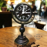 Sold By ZAIN R CREATION Table Clock for Office, Home Use - H.8.5'' L.5'' Base. 3'', Black, Iron
